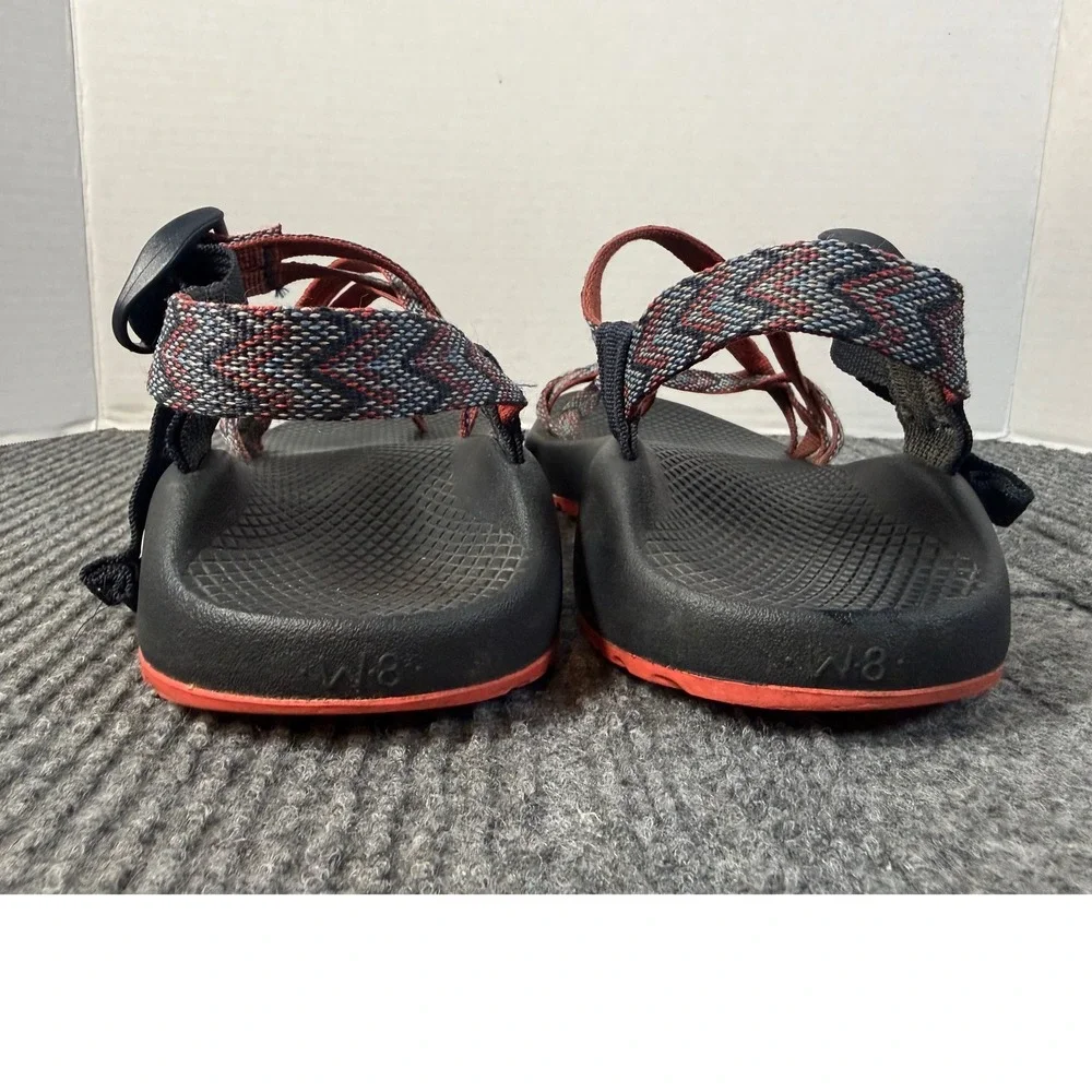 Chaco Z Cloud 2 Sandals Womens 8 Blue Orange Chevron Strappy Toe Loop Hiking